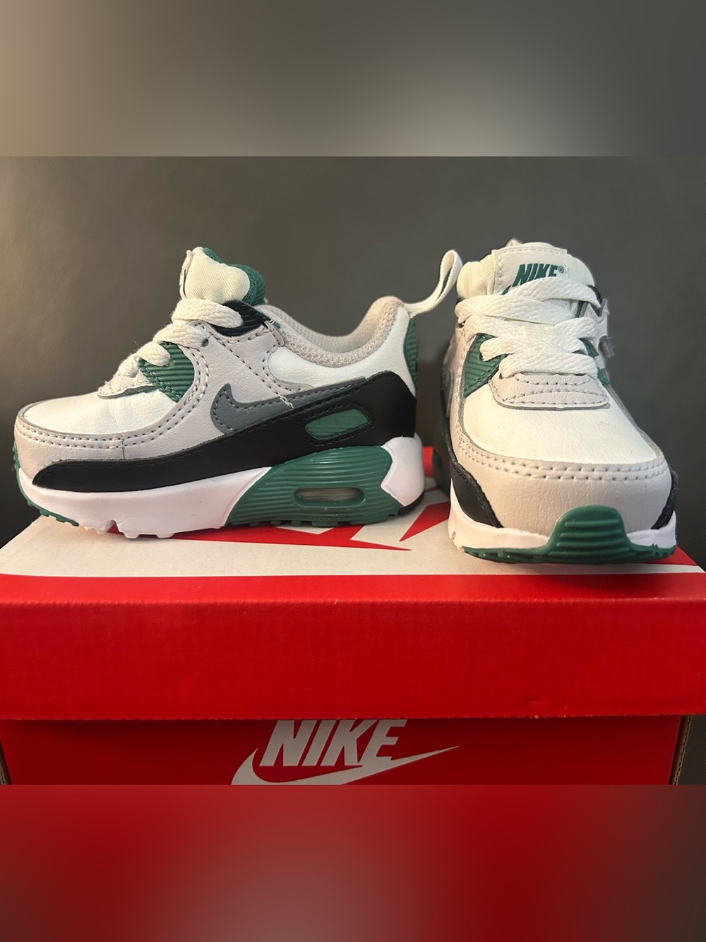 Nike Kids White, Green & Black Athletic Sneakers